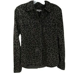 Equipment Femme Animal Print Olive Denim Button Down Long Sleeve Top Shirt XS